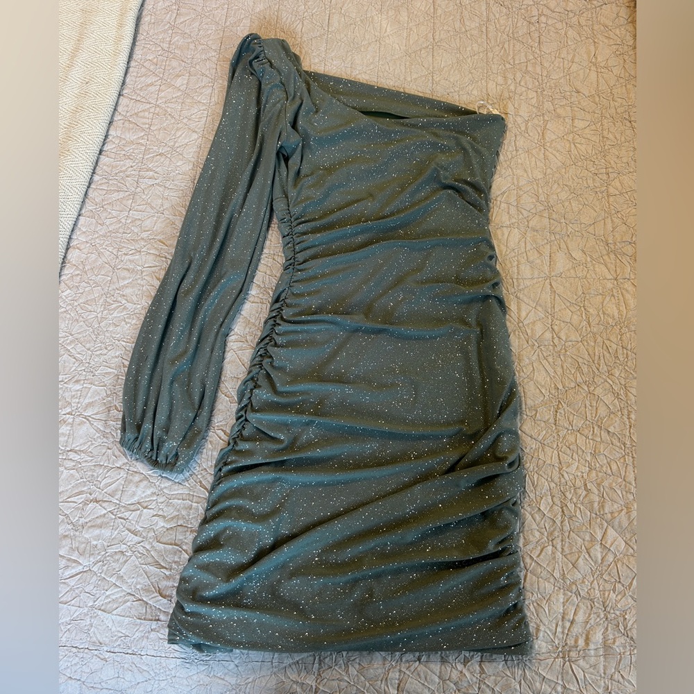 Windsor one-shoulder glitter mini dress